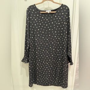 NWT Downeast Long Sleeve Black Knee Length Shift Dress Metallic Detailing size L